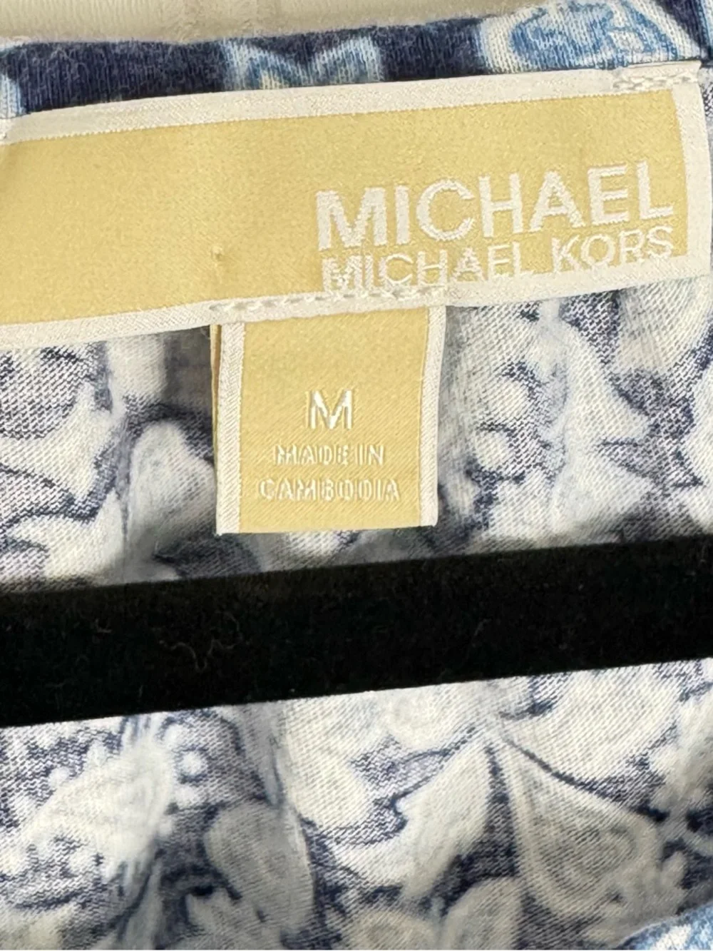 Michael Kors Blue Paisley Floral Bell Sleeve Blouse Top Medium - Picture 5 of 6